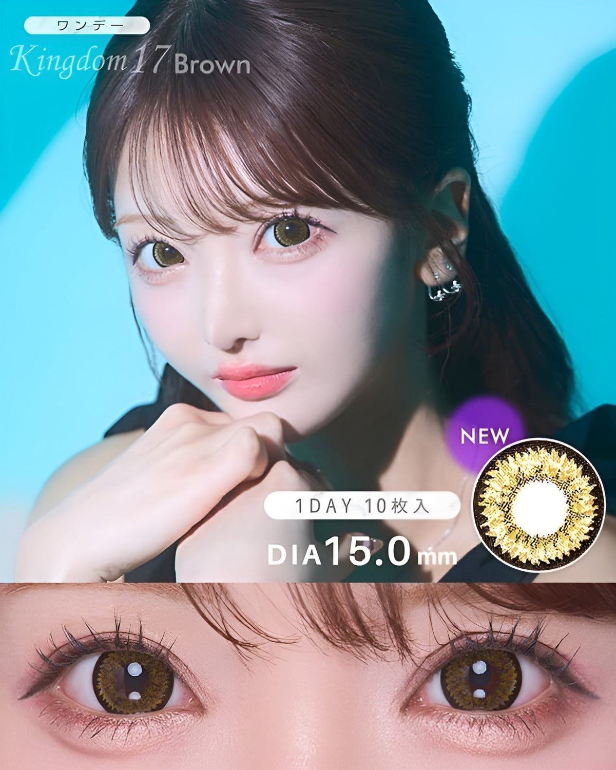 ワンデーキングダム17 ブラウン [1day Kingdom17] DIA15.0mm【10枚入り】 ブラウン 1枚目