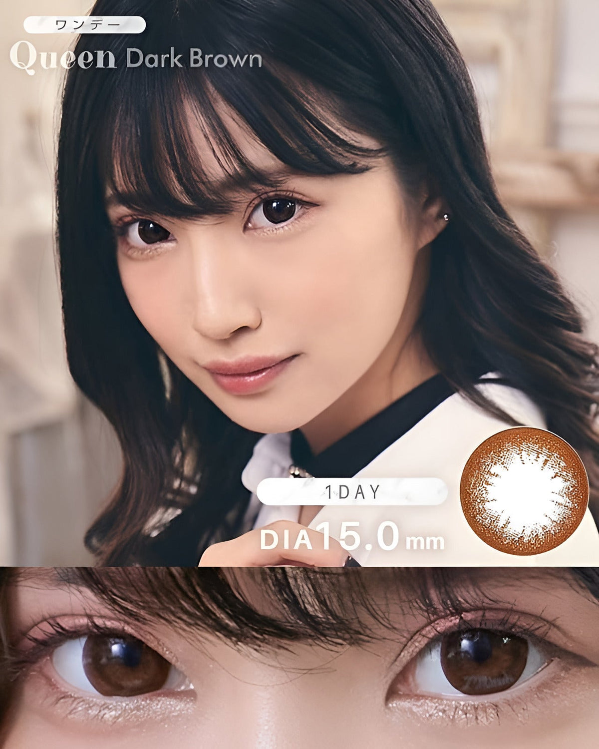 ワンデークイーン [1day Queen] DIA15.0mm【24枚(1箱12枚ずつ)】 ダークブラウン 1枚目