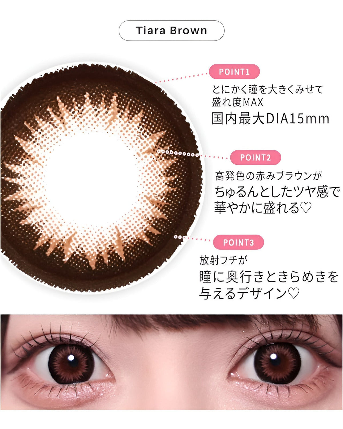 ワンデーティアラ[1day Tiara]DIA15.0mm【10枚入り】 ブラウン 3枚目