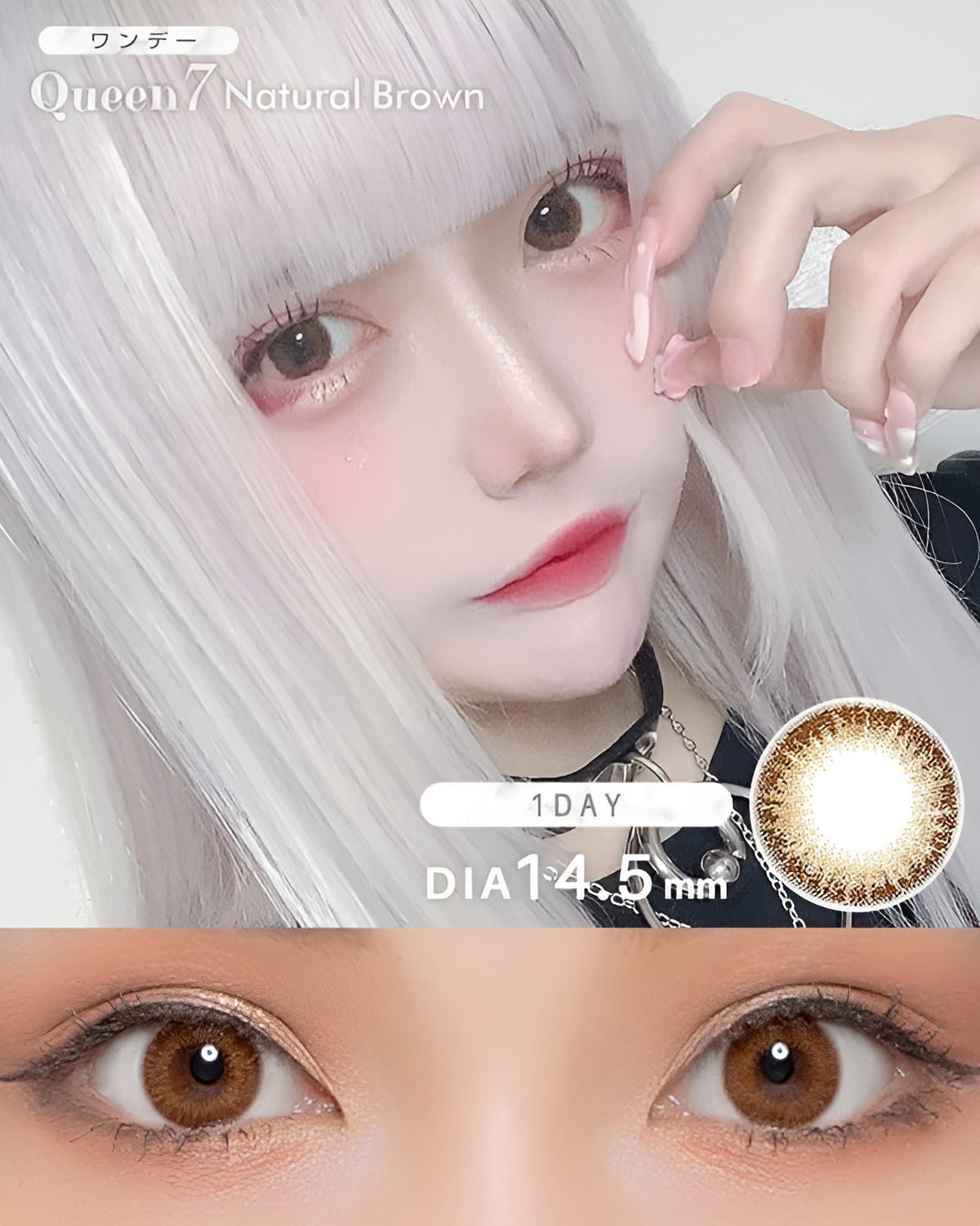 ワンデークイーン7 [1day Queen7] DIA14.5mm【24枚(1箱12枚ずつ)】 ナチュラルブラウン 1枚目